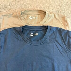 Lot 2 Outlier NYC Men XS Ultrafine Merino Wool Blue Taupe Shirt Made USA Minimal